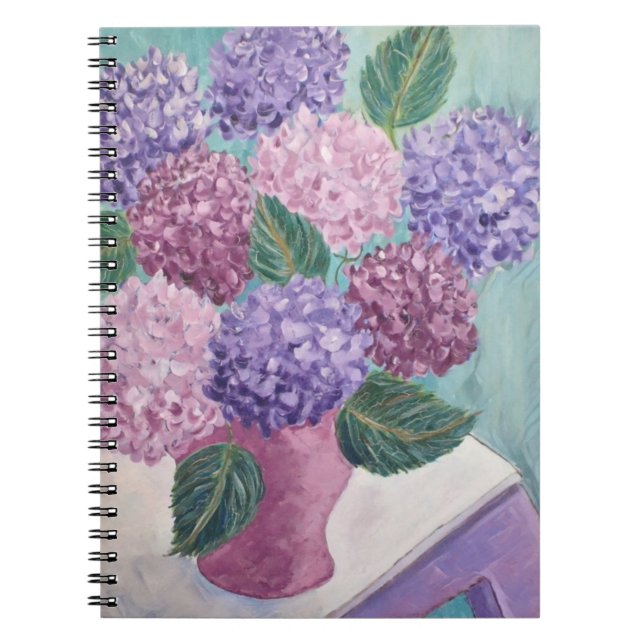 Caderno Espiral Pintura de Hydrangea (Frente)