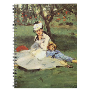 Caderno Espiral Pintura de Jardim de Família Impressionista Francê