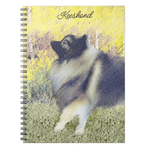 Caderno Espiral Pintura de Keeshond Aspen - Arte de Cachorro Origi