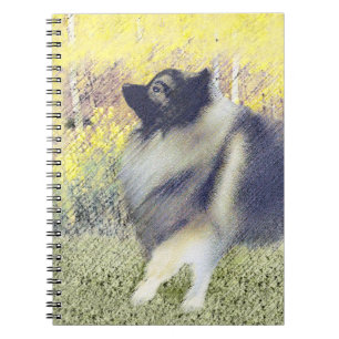 Caderno Espiral Pintura de Keeshond Aspen - Arte de Cachorro Origi