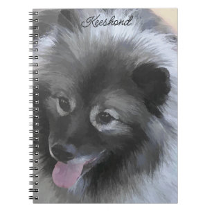 Caderno Espiral Pintura de Keeshond Bailey - Arte de Cachorro Orig