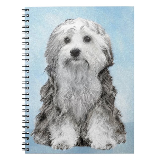 Caderno Espiral Pintura De Lowchen - Arte De Cachorro Original Cus (Frente)