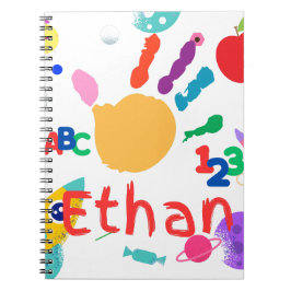 Caderno Espiral Pintura de mão ABC do garoto personalizado bonito