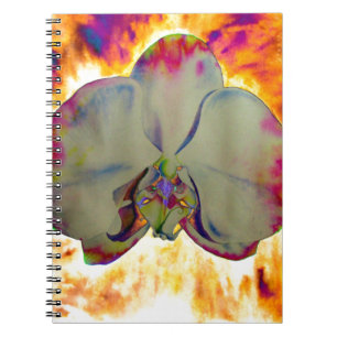 Caderno Espiral pintura de orquídea tropical abstrato floral