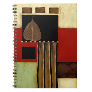 Caderno Espiral Pintura de painel multicolor com folha marrom
