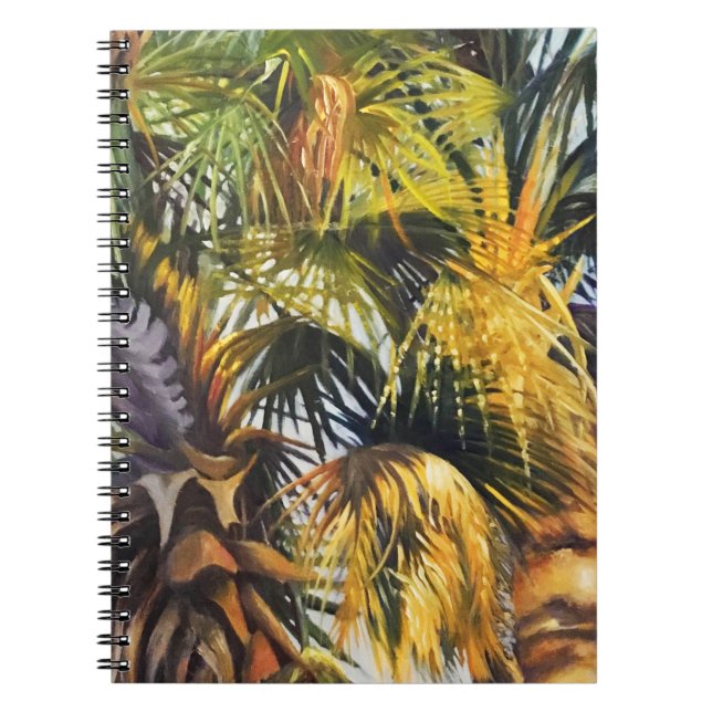Caderno Espiral Pintura de Palmeira Tropical Colorida Original (Frente)