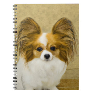 Caderno Espiral Pintura de Papillon (Hound Tri) - Arte de Cão Ori