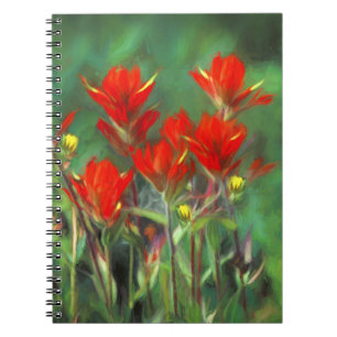 Caderno Espiral Pintura de pincel índio - Arte Flor Original