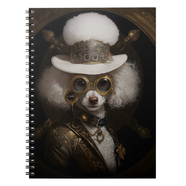 Caderno Espiral Pintura De Poodle De Forma Branco E Cuta D2 Noveld (Frente)