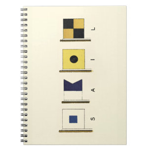 Caderno Espiral Pintura de quatro sinalizadores com vela escrita a