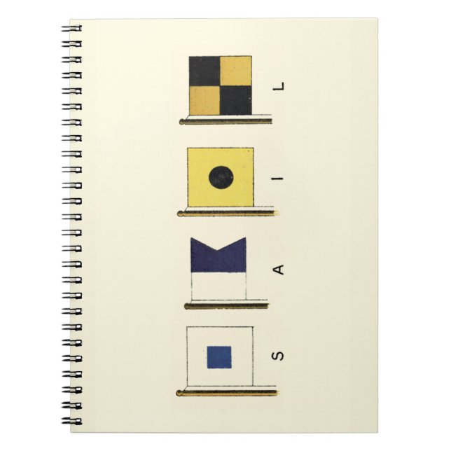 Caderno Espiral Pintura de quatro sinalizadores com vela escrita p (Frente)