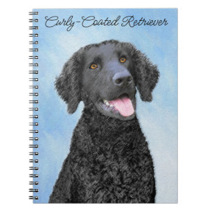 Caderno Espiral Pintura De Retriever Revestida Curly - Arte De Cão