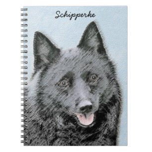 Caderno Espiral Pintura de Schipperke - Arte de Cachorro Original