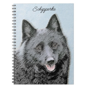 Caderno Espiral Pintura de Schipperke - Arte de Cachorro Original
