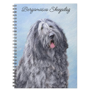 Caderno Espiral Pintura de Sheepdog Bergamasco - Cachorro Original