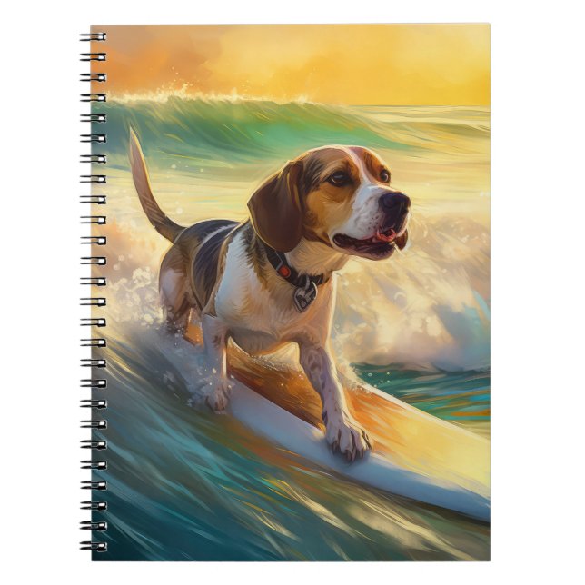Caderno Espiral Pintura de Surf da Praia Beagle (Frente)