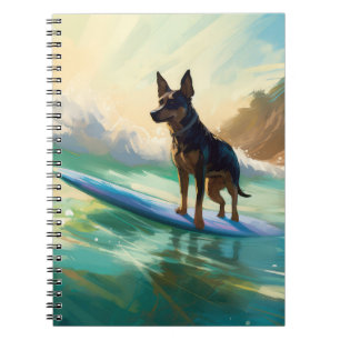 Caderno Espiral Pintura de Surf na Praia do Kelpie Australiano