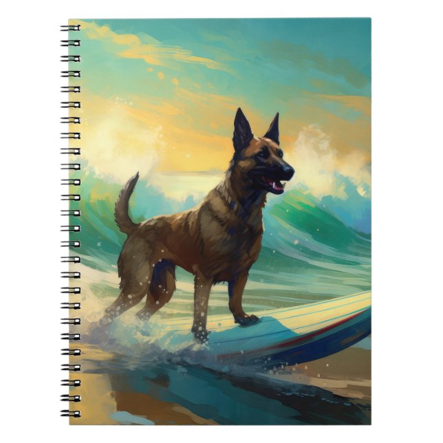 Caderno Espiral Pintura de surfe em Malinoi, na Bélgica (Frente)