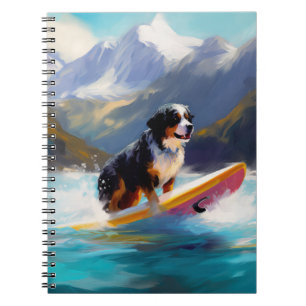 Caderno Espiral Pintura de surfe na praia de Bernese