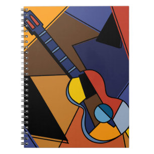 Caderno Espiral Pintura De Surrealismo De Guitarra Cubista.