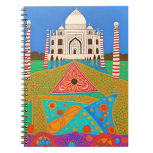 Caderno Espiral Pintura de Taj Mahal