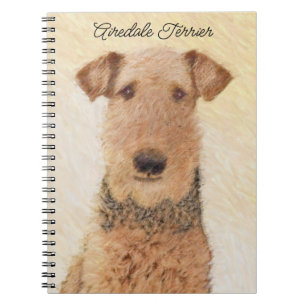 Caderno Espiral Pintura de Terrier Airedale - Arte original cômoda