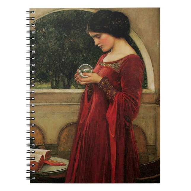 Caderno Espiral Pintura de Waterhouse da Mulher Cristal Ball (Frente)