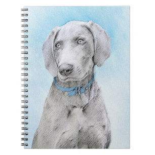 Caderno Espiral Pintura de Weimaraner - Arte de Cachorro Original