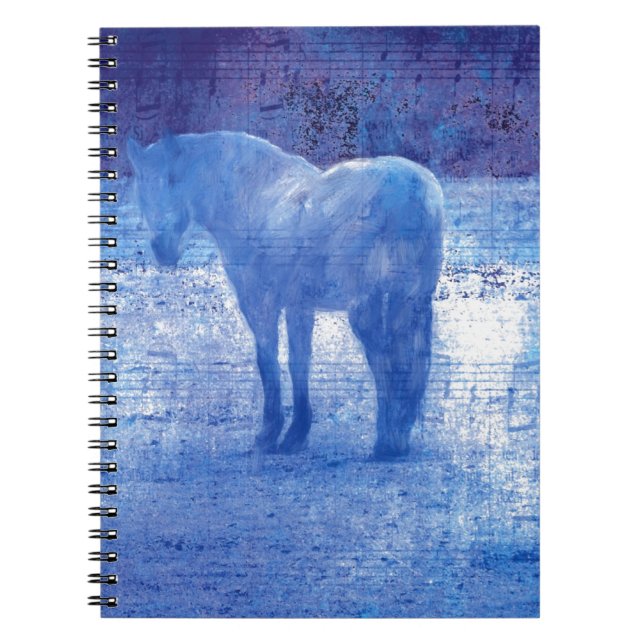 Caderno Espiral Pintura digital em cavalos roxos (Frente)