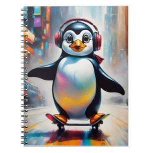 Caderno Espiral Pintura digital pinguim Legal