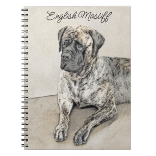 Caderno Espiral Pintura do Mastiff Inglês (Brindle) - Arte Canina