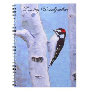 Caderno Espiral Pintura do Pica-Pau Downy - Arte Original
