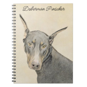 Caderno Espiral Pintura Doberman Pinscher - Arte Original para Cac