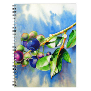 Caderno Espiral Pintura elegante de mirtilo