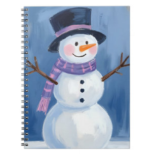 Caderno Espiral Pintura em Aquarela de Natal do Boneco de Neve Fro
