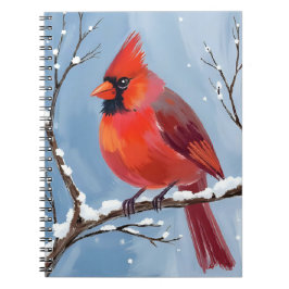 Caderno Espiral Pintura em Aquarela do Pássaro Vermelho Cardinal d