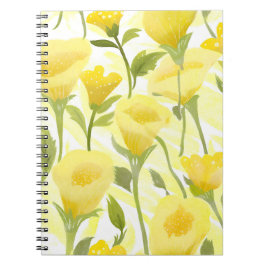 Caderno Espiral Pintura em Aquarela Floral Amarela