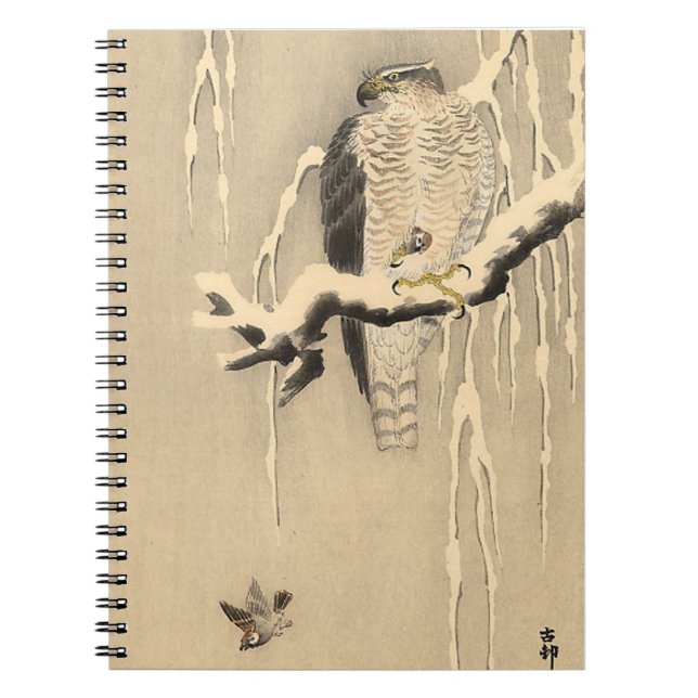 Caderno Espiral Pintura em Goshawk asiático (Frente)