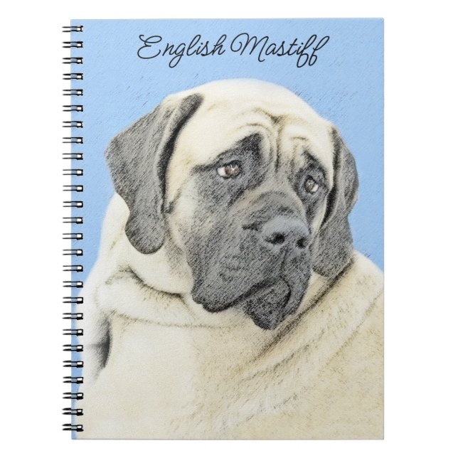 Caderno Espiral Pintura em Inglês Mastiff (Fawn) - Arte Original p (Frente)