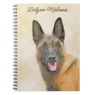 Caderno Espiral Pintura em Malinois Belga - Arte Cachorra Original