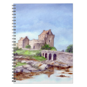 Caderno Espiral Pintura em Watercolor no castelo Eilean Donan