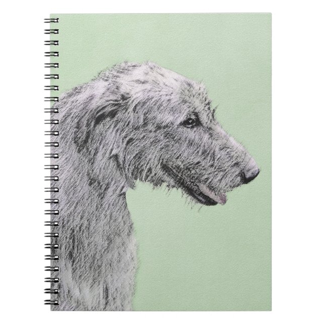 Caderno Espiral Pintura em Wolfhound Irlandês - Arte em Cachorro O (Frente)