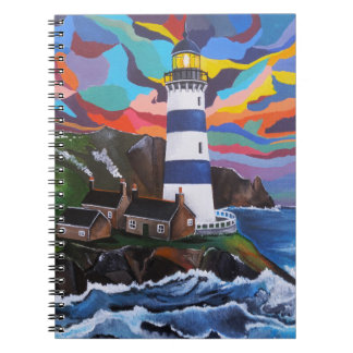 Caderno Espiral Pintura Farol Acima das Ondas por Alfred Fox
