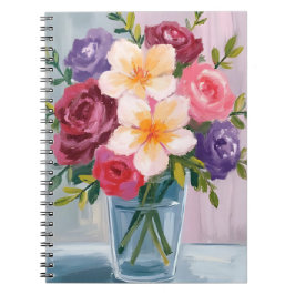 Caderno Espiral Pintura Floral Aquarela de Buquê de Flores
