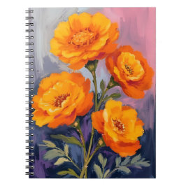 Caderno Espiral Pintura Floral Aquarela de Flores de Marigold Lara