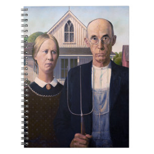 Caderno Espiral Pintura gótica americana de Grant Wood