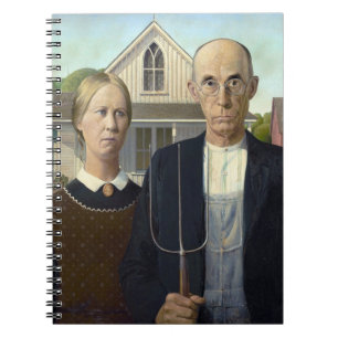 Caderno Espiral Pintura Gótica Americana por Grant Wood