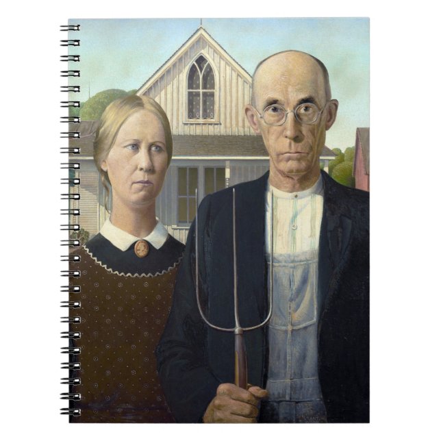 Caderno Espiral Pintura Gótica Americana por Grant Wood (Frente)