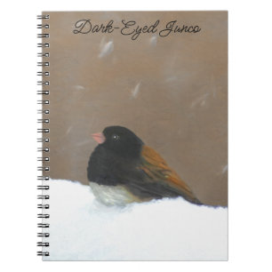 Caderno Espiral Pintura Junco De Olhos Escuros - Arte De Pássaro O