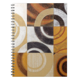 Caderno Espiral Pintura Moderna com Padrões Circulares